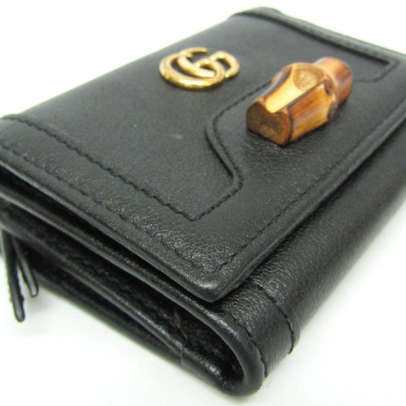 Gucci Bamboo Diana Compact Wallet 658633 Women's Leather Wallet (tri-fold) Black - Picture 6 of 10